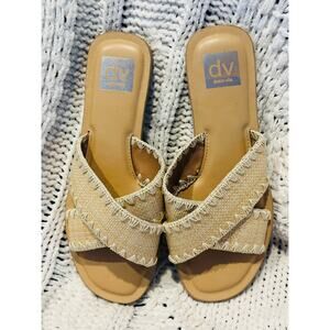 Dolce Vita Tan Juneau Women's Miguel Crisscross Flat Slide Sandals, US 8 M beach